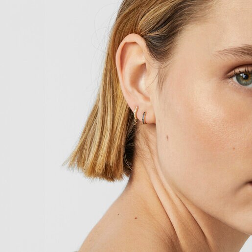 Gold TOUS Basics Hoop earring with blue sapphires and a diamond