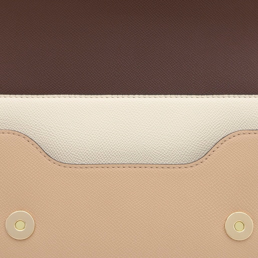 Bandolera mediana beige y marrón Audree Saffiano