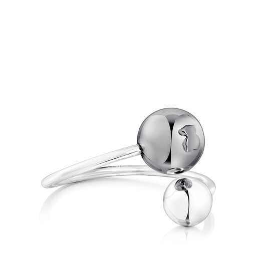 Anell obert de plata i plata dark silver Plump