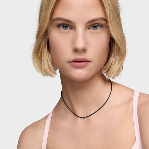 Platinum, black steel and lab-grown diamonds Necklace TOUS Mesh LGD