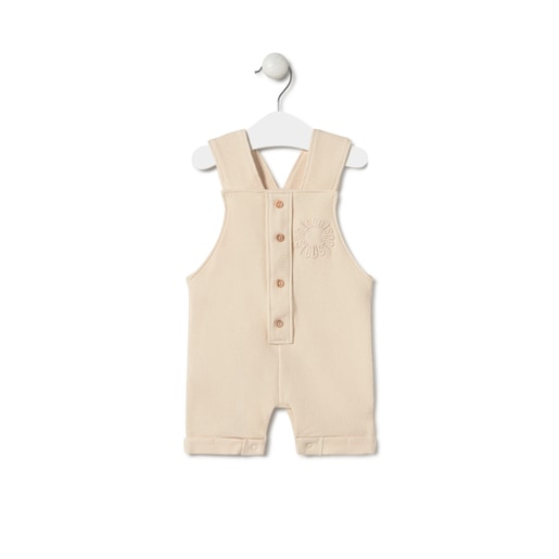 Piqué fabric baby romper in Classic ecru