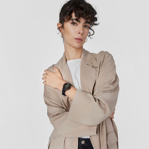 Reloj digital D-Bear de policarbonato con correa de silicona negra