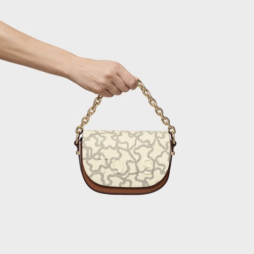 Beige mini half-moon Crossbody bag Kaos Icon