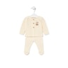 Knitted baby outfit in Tricot ecru