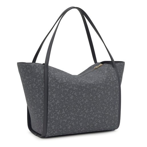 Large dark gray tote bag Kaos Mini Lines TOUS