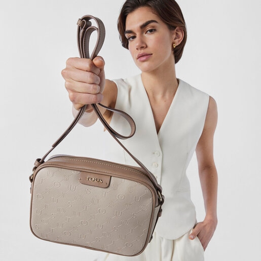 Серо-бежевая сумка-кроссбоди Script Day