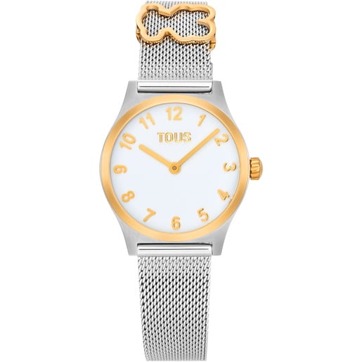 Analog Watch with steel bracelet and gold-colored steel motif, and mother-of-pearl face TOUS EPIC ICON KDT