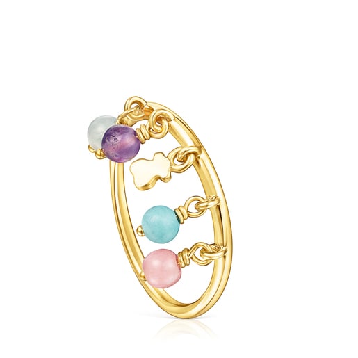 Anello con placcatura in oro 18 kt su argento e gemme multicolori Cool Joy