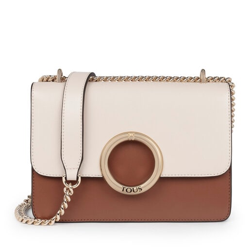 Small beige and brown Audree crossbody bag