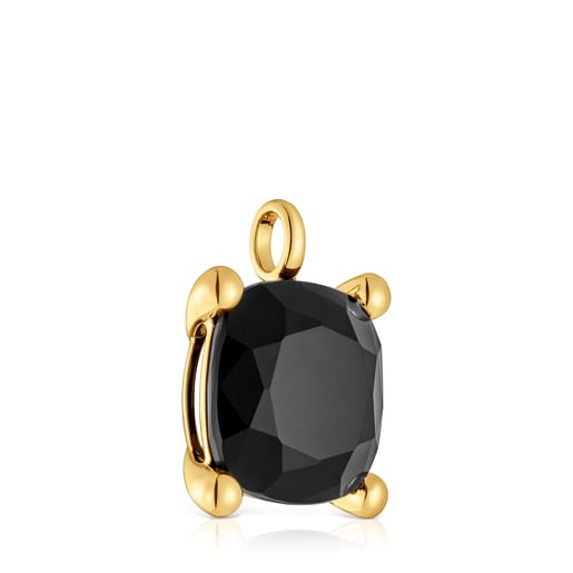 Pendente in argento placcato oro 18 kt e onice grande Color Black