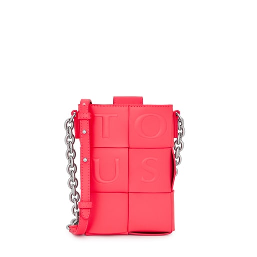 Mini bolso rosa fluorescente marrón | TOUS