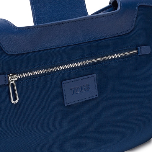 Μεσαίου μεγέθους τσάντα-καλάθι TOUS Sun από δέρμα σε μπλε μαρέν χρώμα