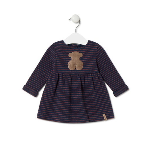 Girls striped dress in Blue navy blue