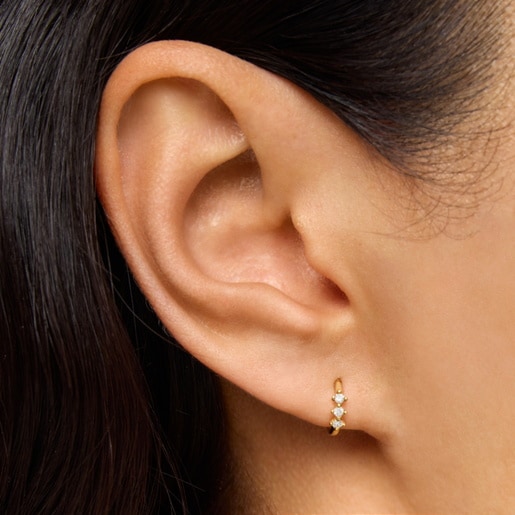 gold Strip hoop earring with diamonds Les Classiques