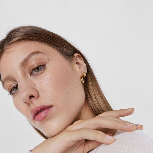 Pendiente tucán con baño de oro 18 kt sobre plata Save