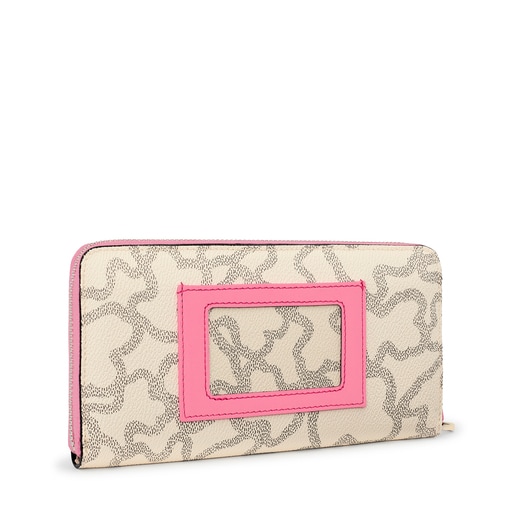 Billetera mediana beige y rosa Kaos Legacy