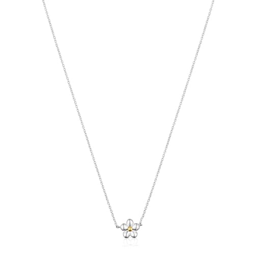 Two-tone Fragile Nature flower Necklace | TOUS