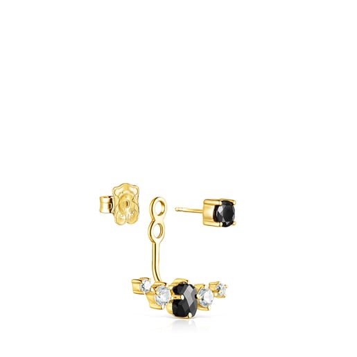 Silver Vermeil Glaring 1/2 Earring with Onyx and Zirconia