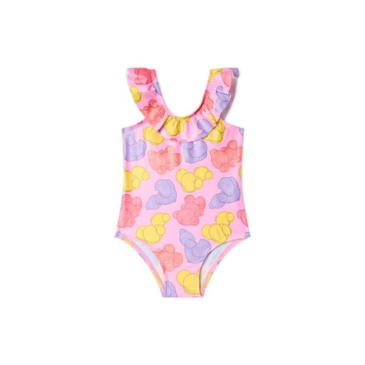 Girls one-piece swimsuit in Aqua pink