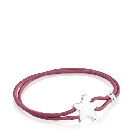 Burgundy-colored Elastic bracelet with silver star Sweet Dolls