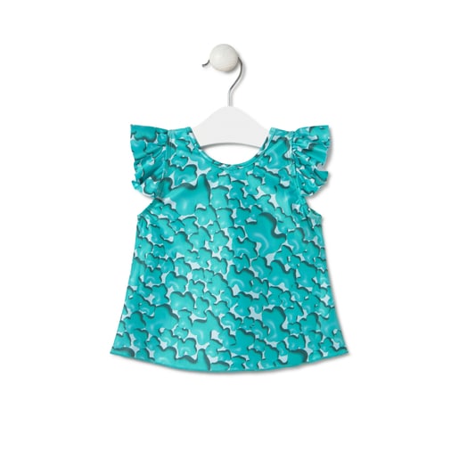 Girls sleeveless dress in MKaos green