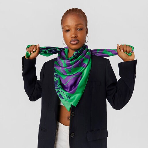 צעיף TOUS Kaos Mini Patchwork מפוליאסטר בצבע ירוק