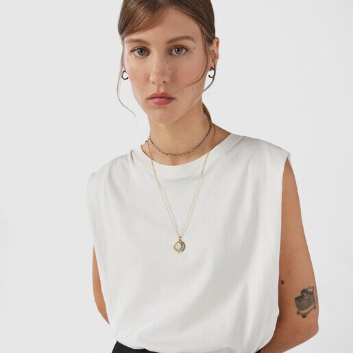 Colgante luna de plata dark silver y diamantes Magic Nature