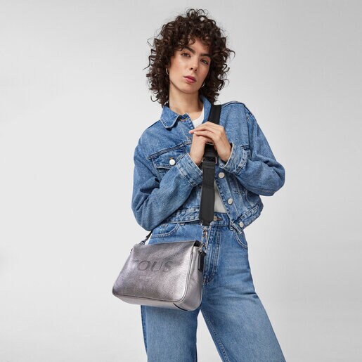 Bandolera Tous Empire plateada de piel