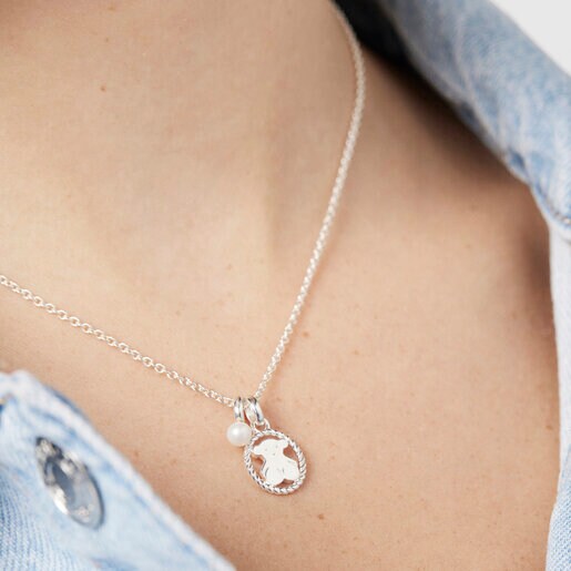 Collana in argento con perle coltivate Camee