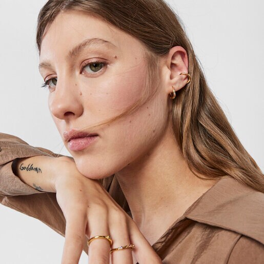 עגיל דמוי פירסינג ויברנט קולורס מורמייל צהוב בשיבוץ אבני חן צבעוניות