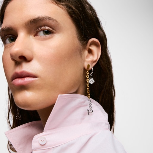 Aretes largos de acero bicolor TOUS Charming