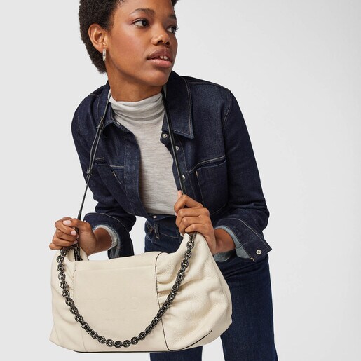 Большая бежевая сумка-кроссбоди TOUS Empire