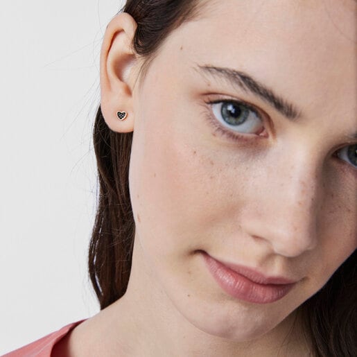 Rose Vermeil Silver TOUS Motif Earrings with Spinels and Heart motif