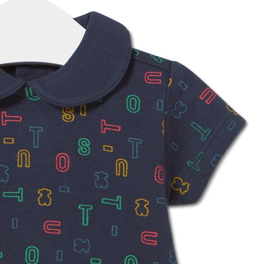 Dress with multicoloured letters in Casual navy blue