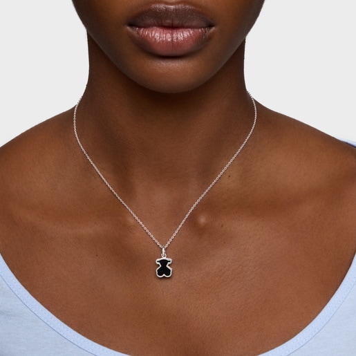 Collar de plata y metacrilato negro Galaxy