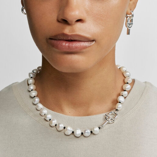 Collar de nylon negro con perlas cultivadas 44 cm TOUS MANIFESTO