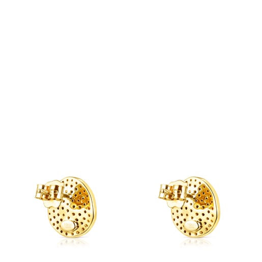 Gold Nenufar Earrings with Diamonds