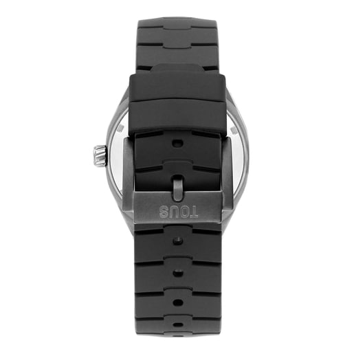 Montre analogique automatique avec boîtier en titane et bracelet en caoutchouc noir TOUS Now