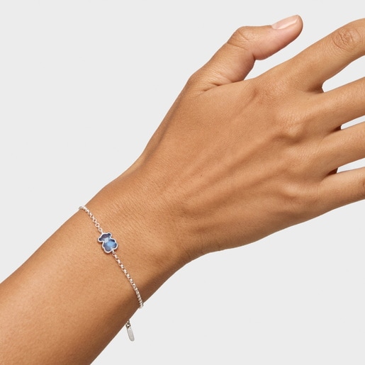 Silver chain Bracelet with laboratory-grown blue spinel Icon Color LGG
