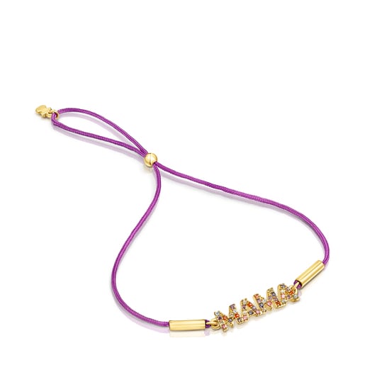 Gold TOUS Crossword Mama Necklace with diamonds | TOUS