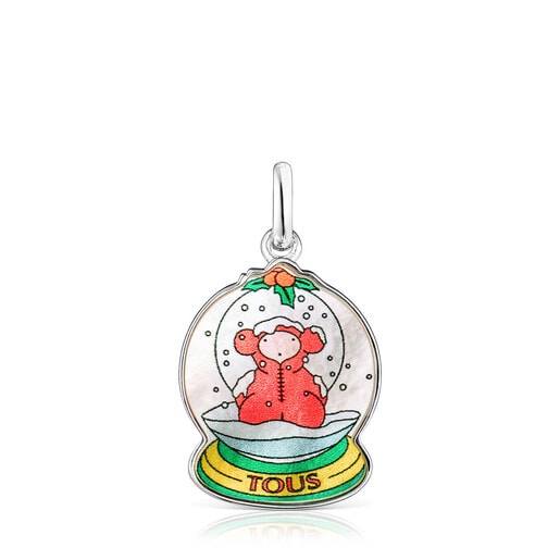 Colgante oso snow ball de plata y nacar Xmas Collection