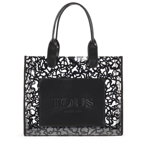 Large black Amaya Vinyl transparent Shopping bag