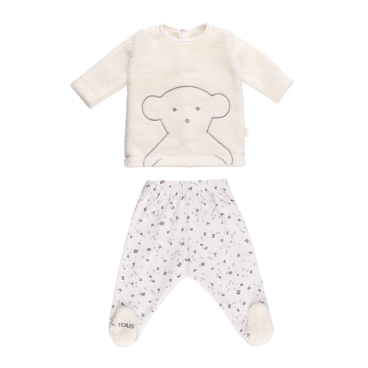 Snow Bear fleece pyjama with a single colour