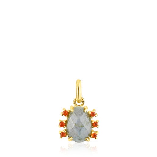 Silver vermeil Virtual Garden Pendant with labradorite and carnelian