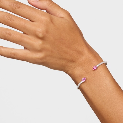 צמיד בנגל TOUS Mesh LGG מכסף עם אבני חן ממעבדה