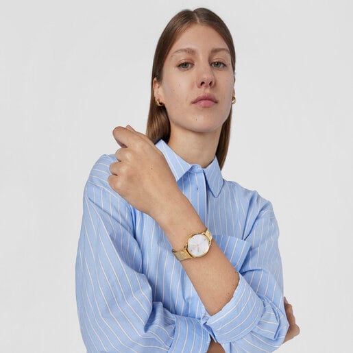 Часы Let Mesh из стали c золотистым ионным напылением