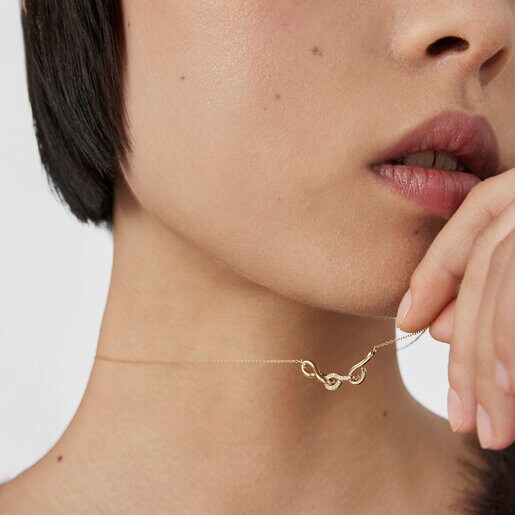 שרשרת Bent מזהב בשילוב יהלומים