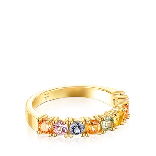Обручальное кольцо Glaring из вермеля с разноцветными сапфирами