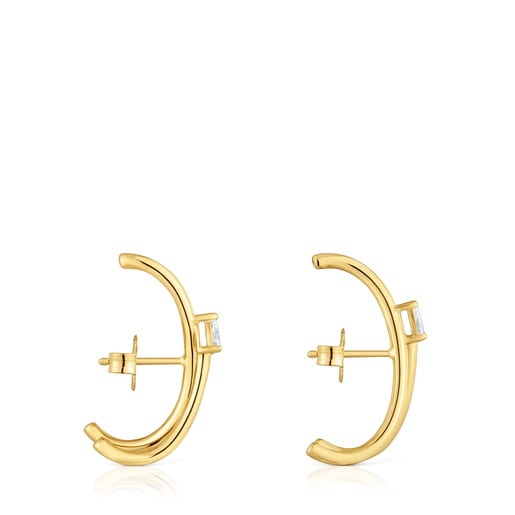 Aretes de aro con baño de oro 18 kt sobre plata y diamantes creados en laboratorio Lio LGD