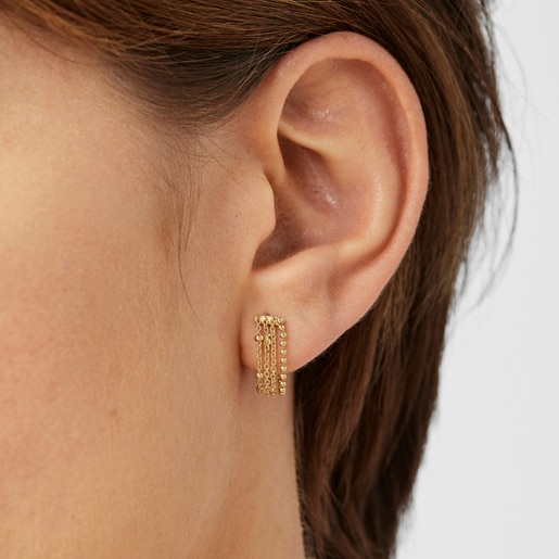 Gold TOUS Cool Joy Earrings with four chains | TOUS